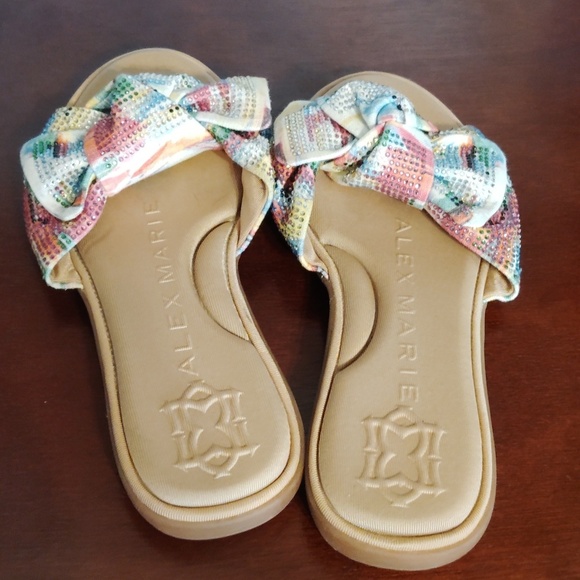 Alex Marie Sandals Flats Rhinestone Bow Size 6.5 - Picture 9 of 16